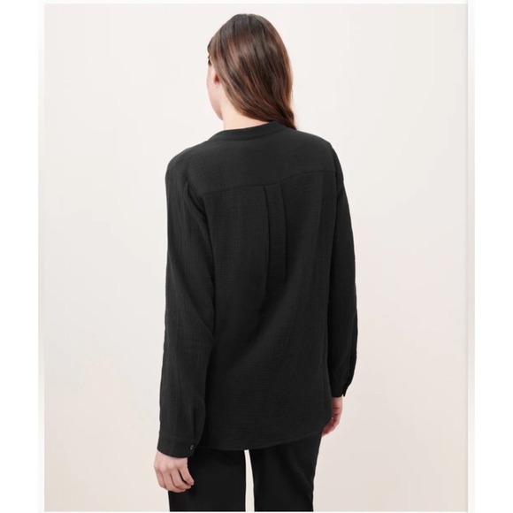 Jenni Kayne Cypress Henley Top Black Cotton Gauze Women's Size S Minimalist Chic - Picture 2 of 7